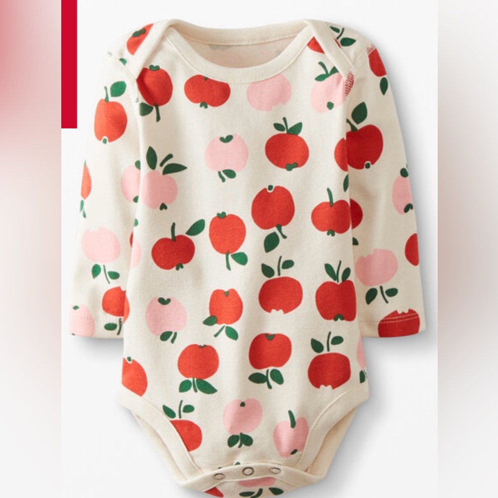 Baby Hanna Andersson Long Sleeve Apple of My Eye Fruit Onesie Size 0-3 months
